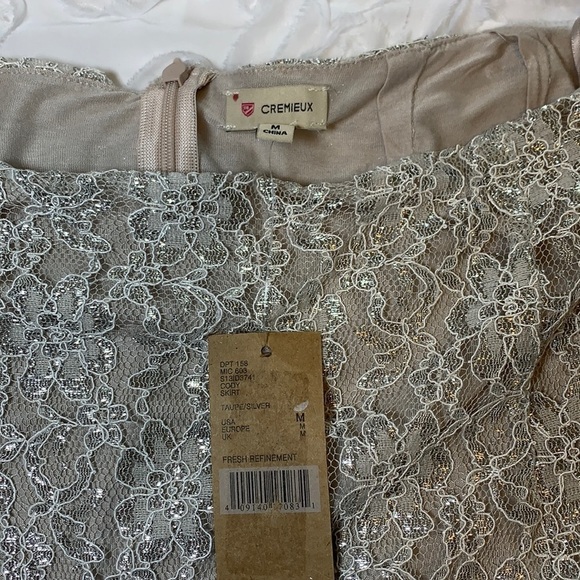 Cremieux Cody Skirt Silver/Taupe Sparkle Lined Midi Length, Lined, Size Medium - Picture 9 of 14